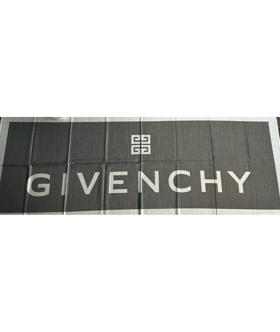 GIVENCHY Серый шерстяной шарф, фото 4