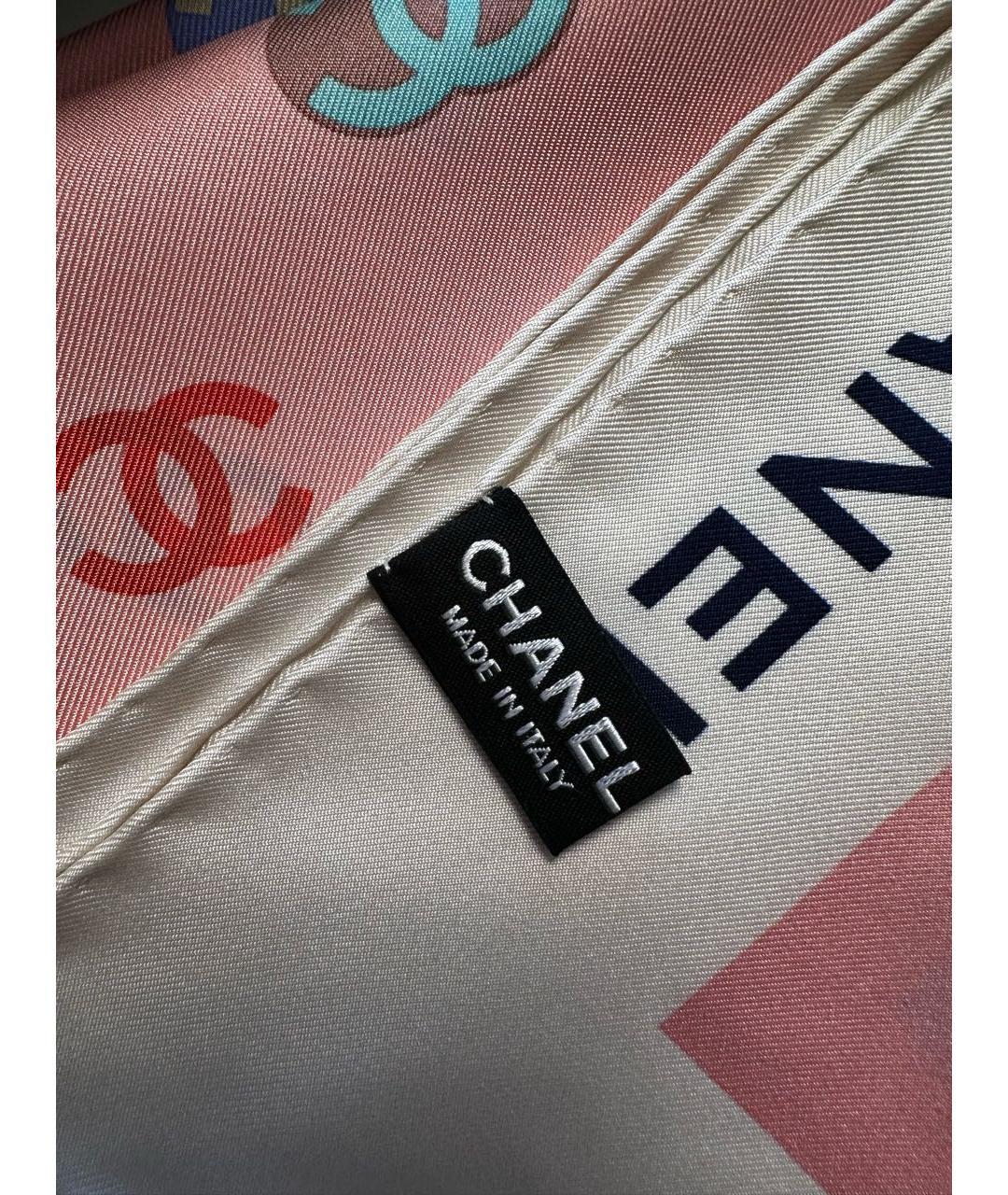 CHANEL PRE-OWNED Розовый шелковый платок, фото 5