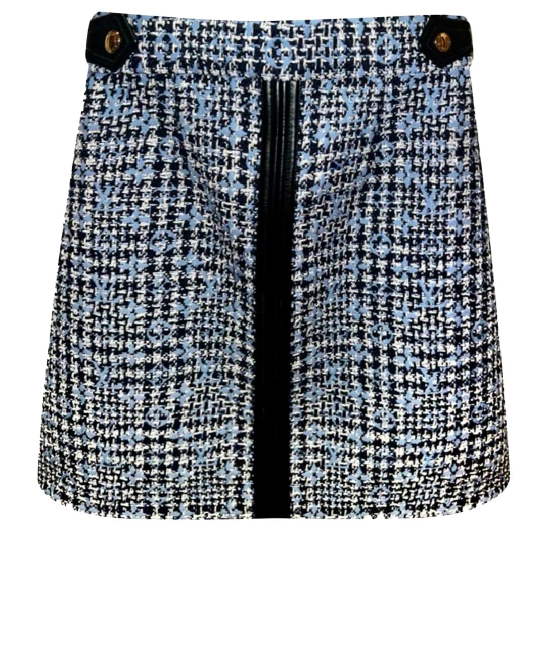 LOUIS VUITTON PRE-OWNED Темно-синяя твидовая юбка мини, фото 1