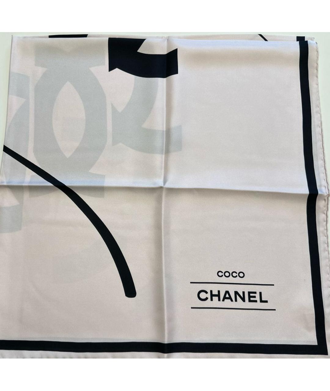 CHANEL Белый шелковый платок, фото 5