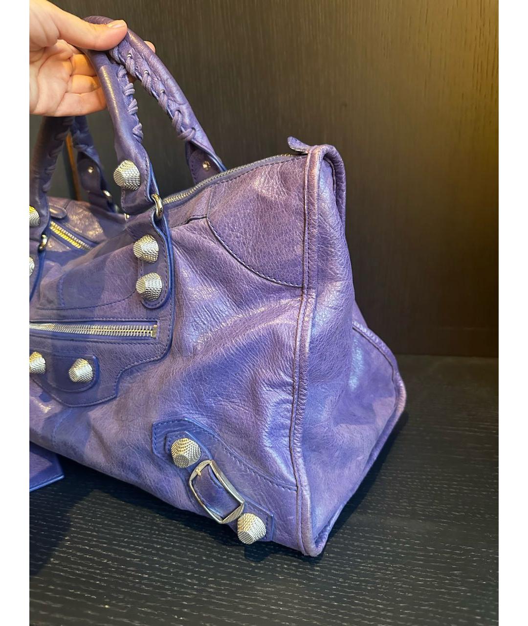BALENCIAGA Фиолетовая кожаная сумка тоут, фото 2
