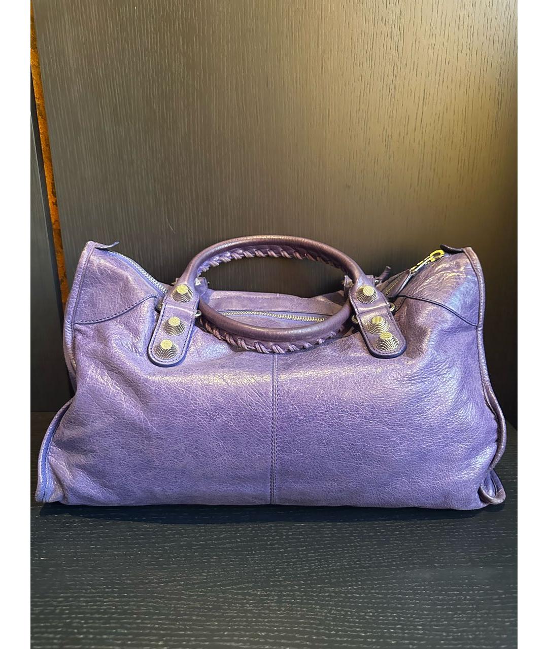 BALENCIAGA Фиолетовая кожаная сумка тоут, фото 3