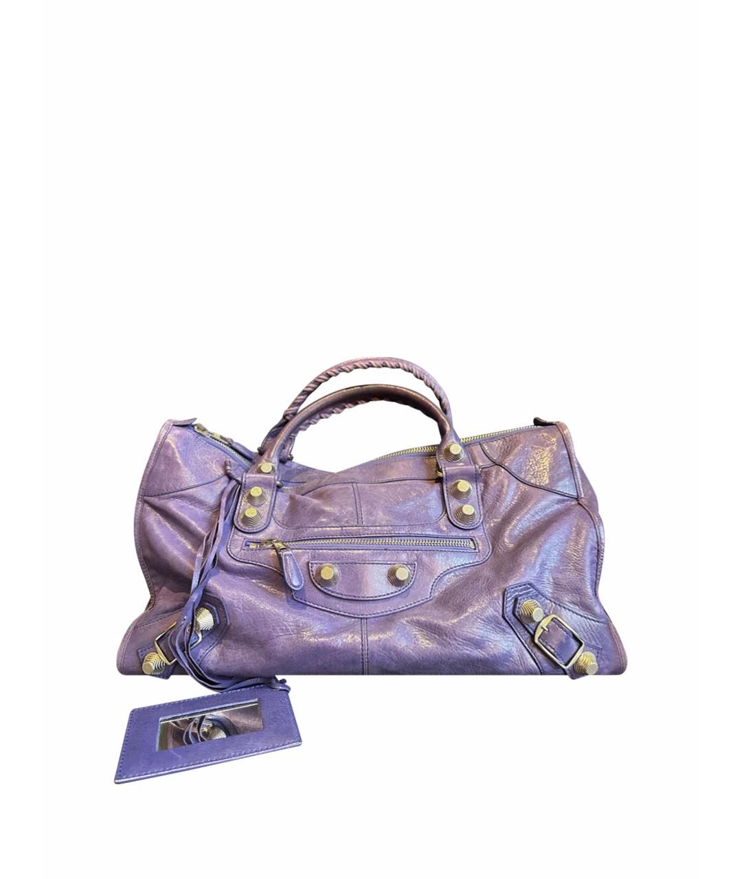 BALENCIAGA Фиолетовая кожаная сумка тоут, фото 1