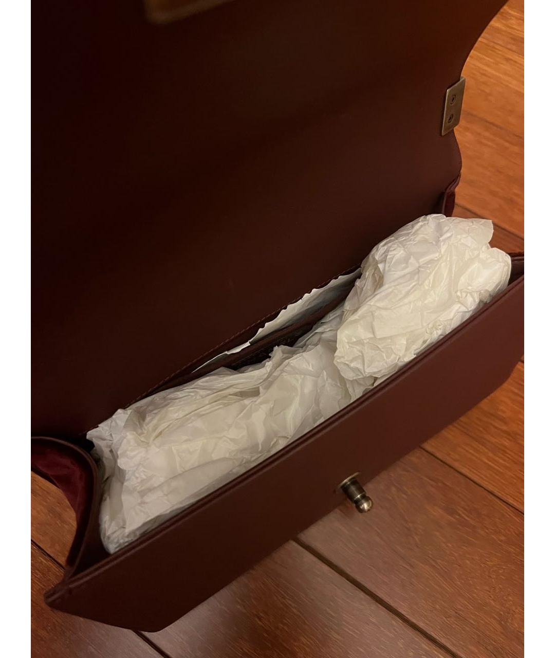 CHANEL PRE-OWNED Бордовая бархатная сумка через плечо, фото 4