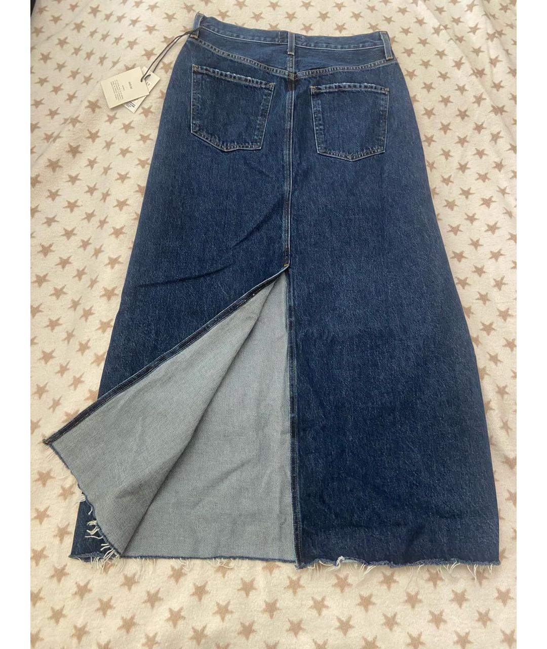 AGOLDE Темно-синяя хлопковая юбка макси, фото 5