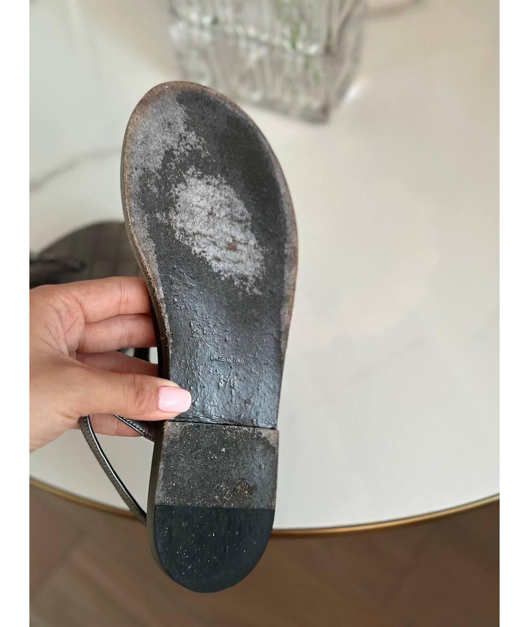 CHANEL Серебряные кожаные сандалии, фото 6