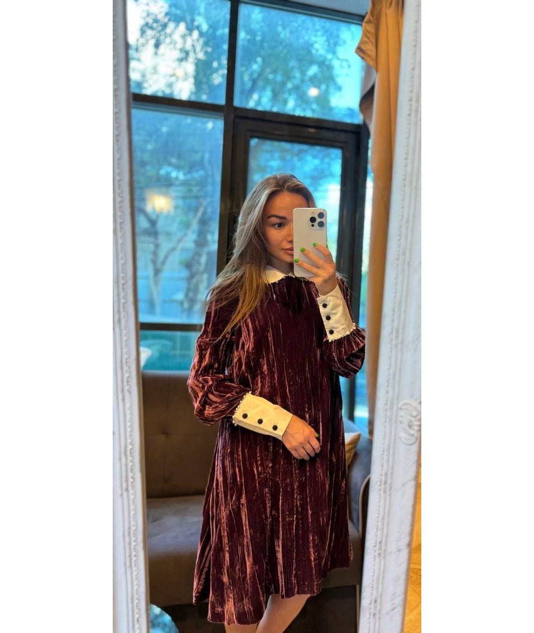 MIU MIU Бордовое бархатное платье, фото 5