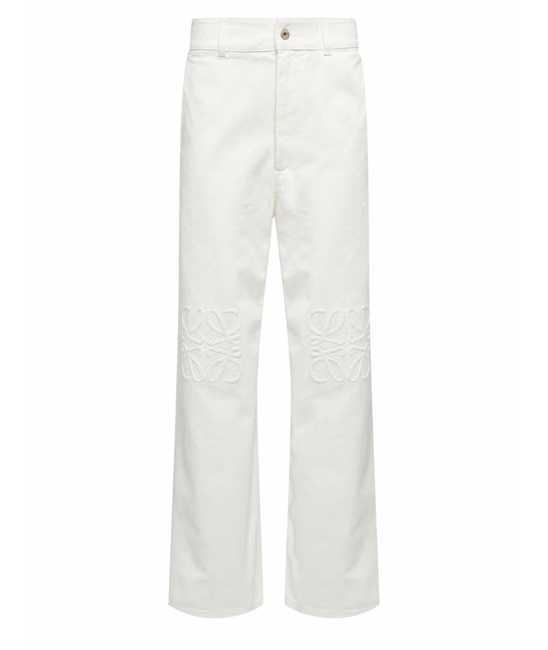 LOEWE Белые хлопковые прямые джинсы, фото 1