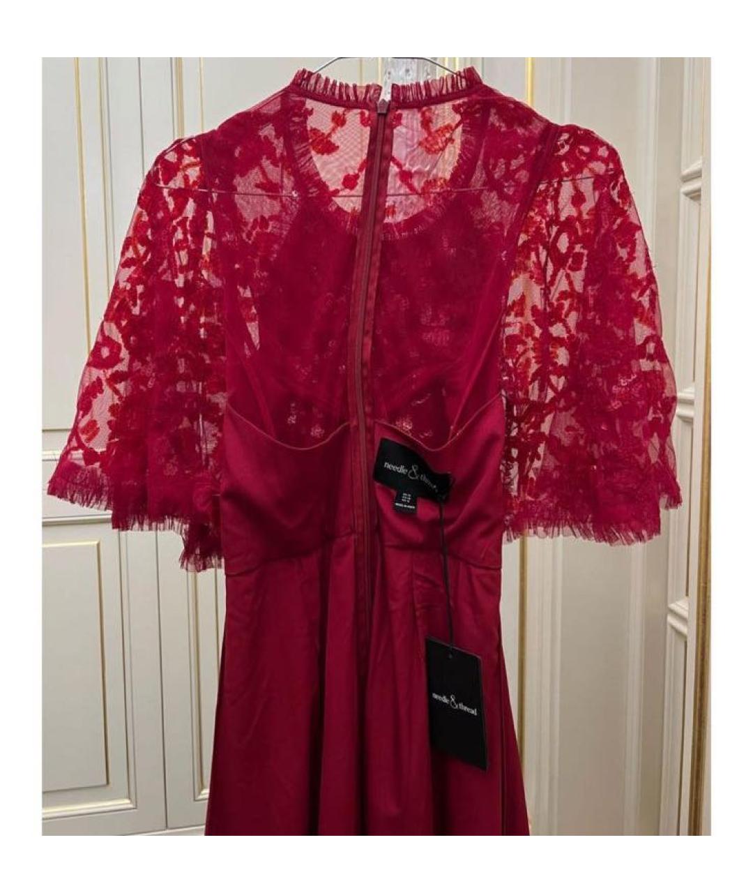 NEEDLE & THREAD Бордовое полиэстеровое вечернее платье, фото 3