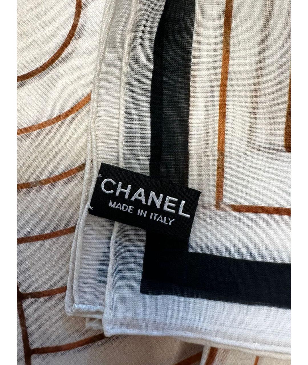 CHANEL PRE-OWNED Бежевый хлопковый платок, фото 4