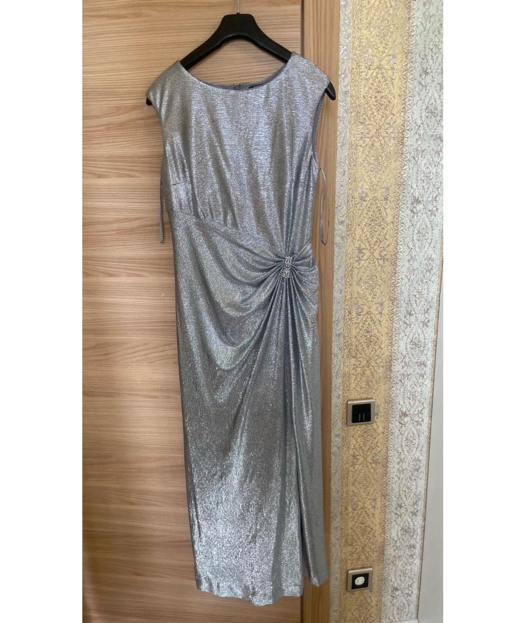 RALPH LAUREN Серебряное полиэстеровое вечернее платье, фото 9