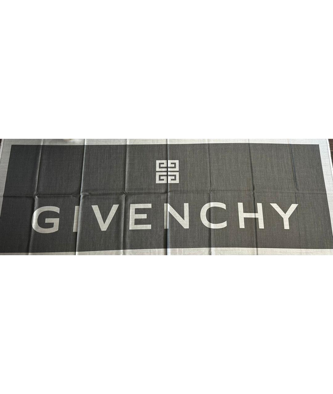 GIVENCHY Антрацитовый шерстяной шарф, фото 9