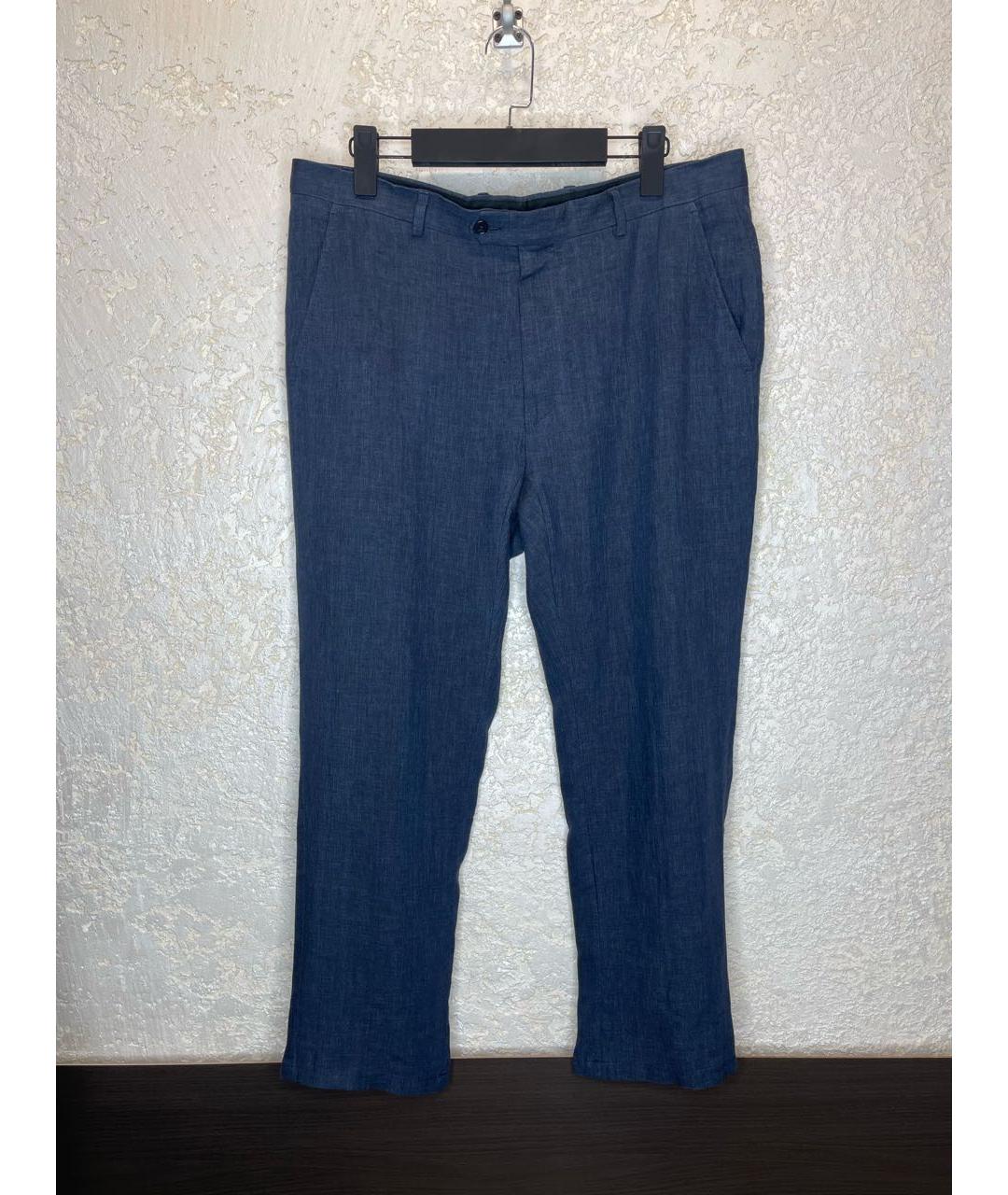 TOMBOLINI Темно-синие льняные повседневные брюки, фото 9