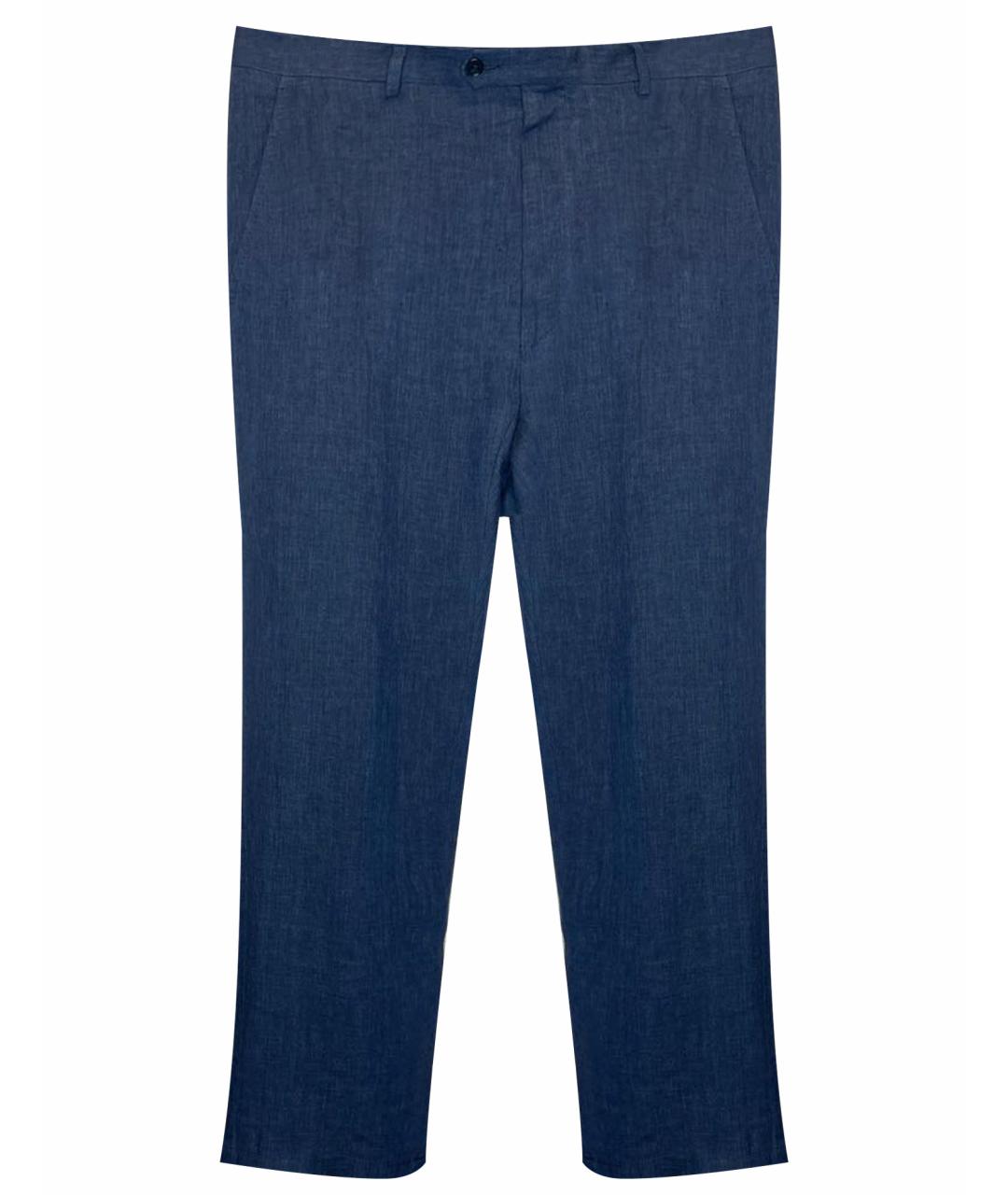 TOMBOLINI Темно-синие льняные повседневные брюки, фото 1
