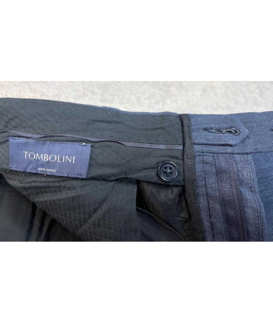 TOMBOLINI Темно-синие льняные повседневные брюки, фото 7
