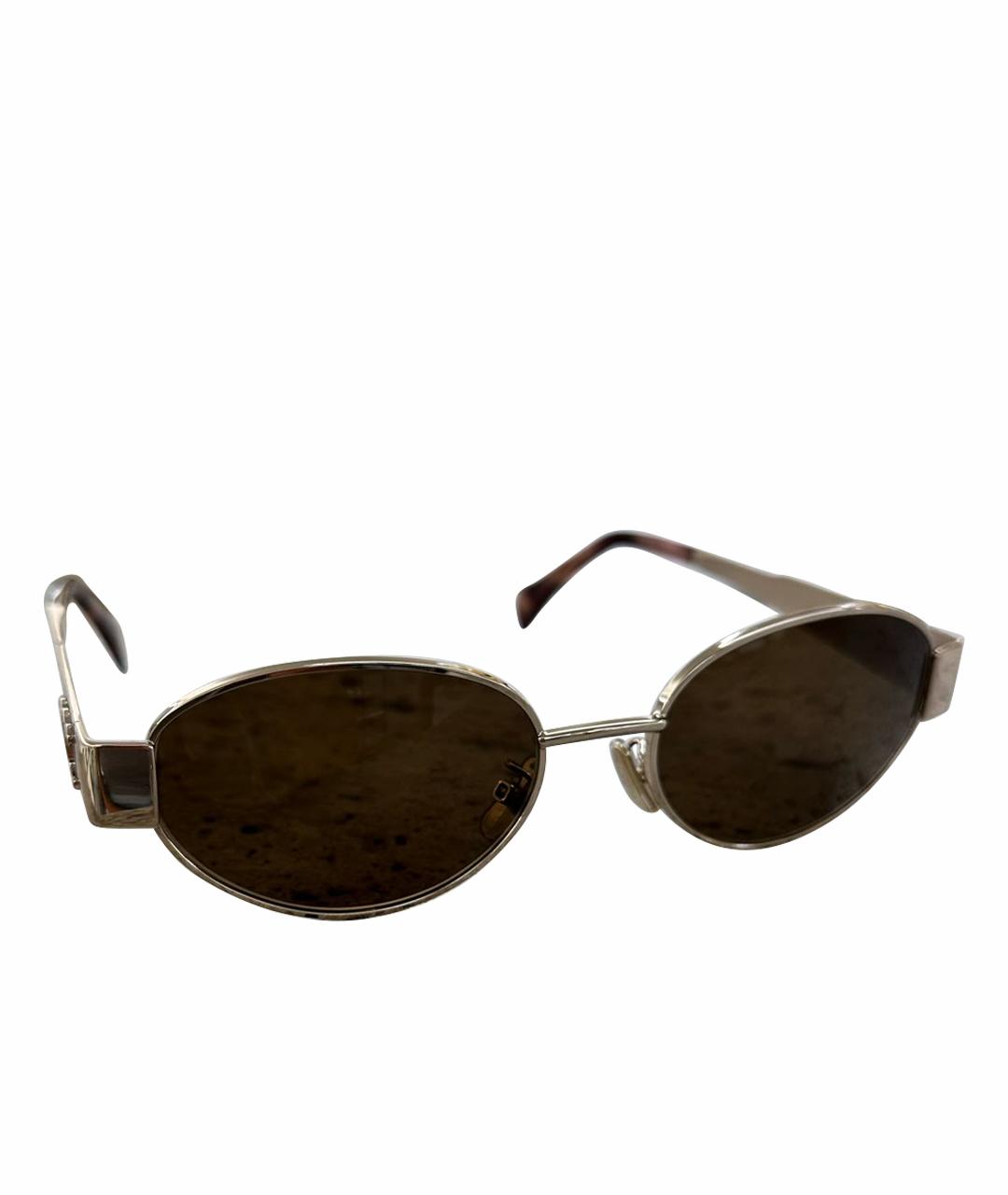 CELINE PRE-OWNED Коричневые металлические солнцезащитные очки, фото 1