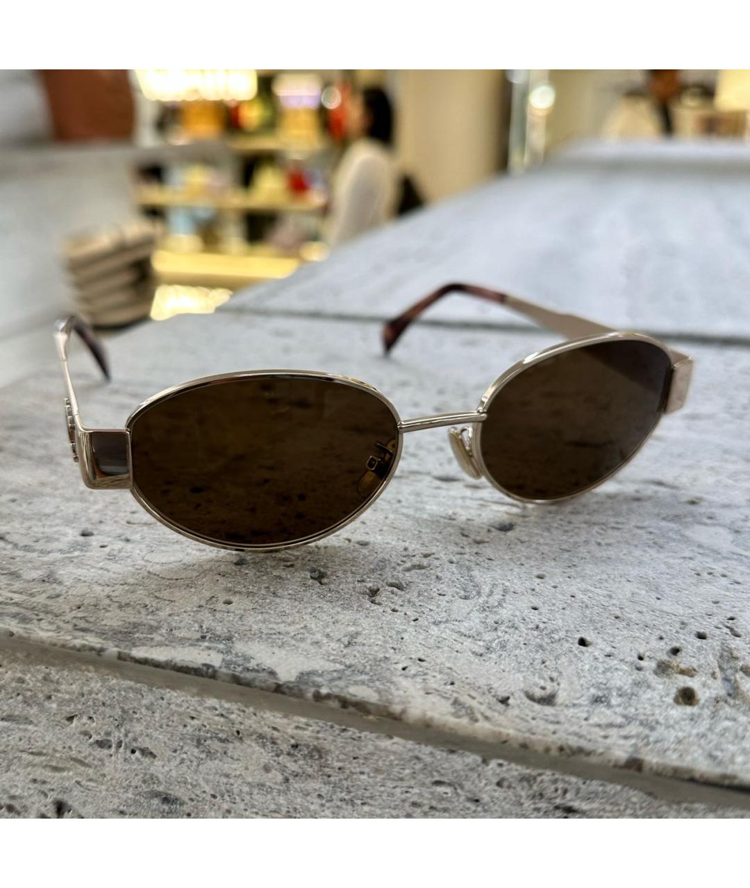 CELINE PRE-OWNED Коричневые металлические солнцезащитные очки, фото 5