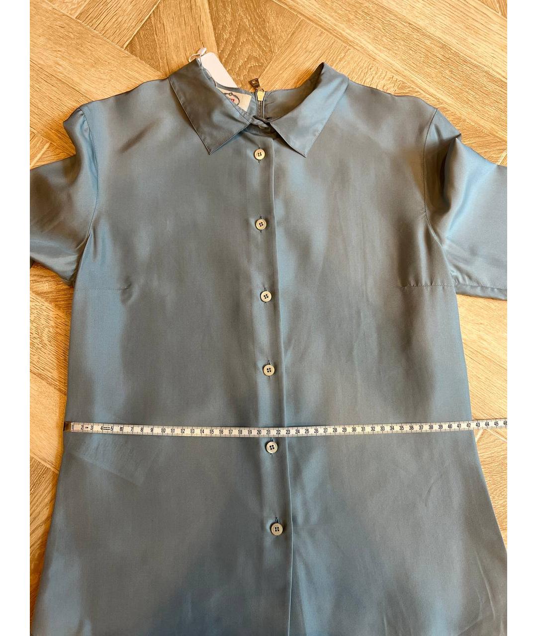 PRADA Голубая шелковая блузы, фото 4