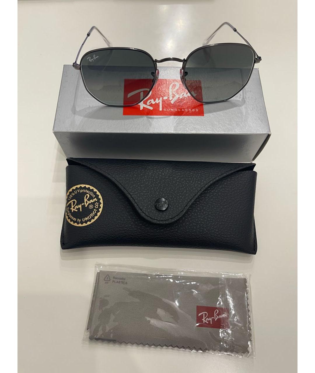 RAY BAN Антрацитовые металлические солнцезащитные очки, фото 4