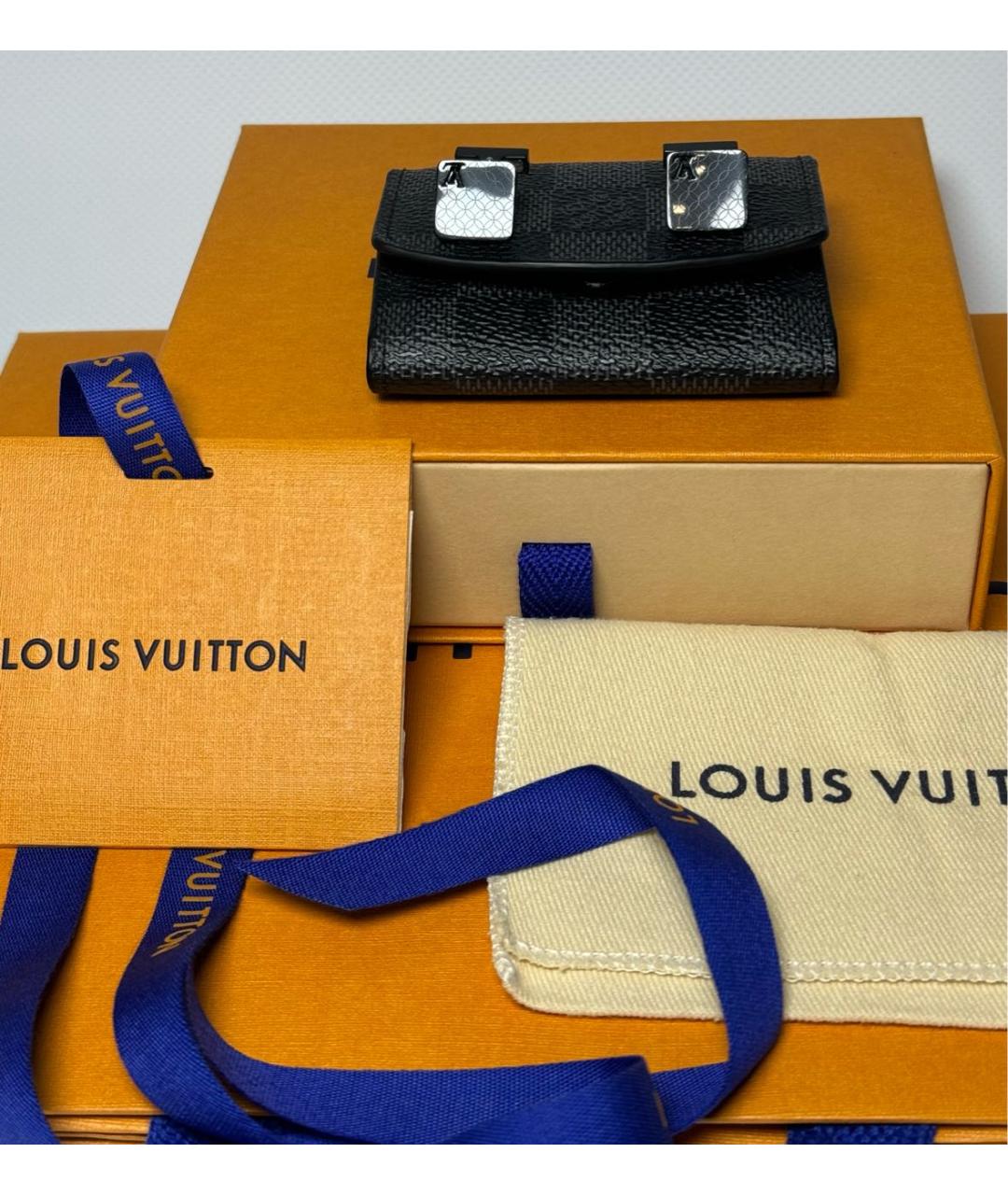 LOUIS VUITTON PRE-OWNED Антрацитовые металлические запонки, фото 4