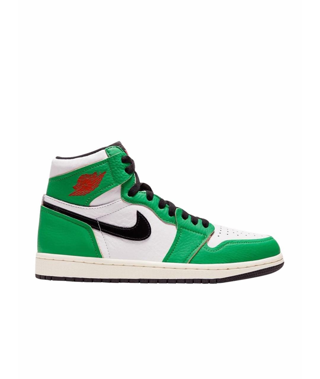 JORDAN Зеленые кожаные кроссовки, фото 1