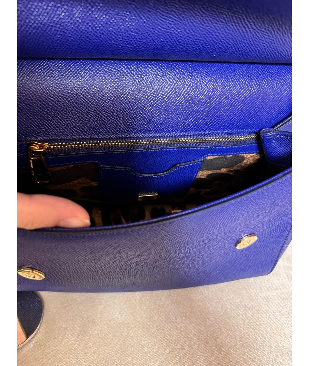 DOLCE&GABBANA Синяя кожаная сумка с короткими ручками, фото 6