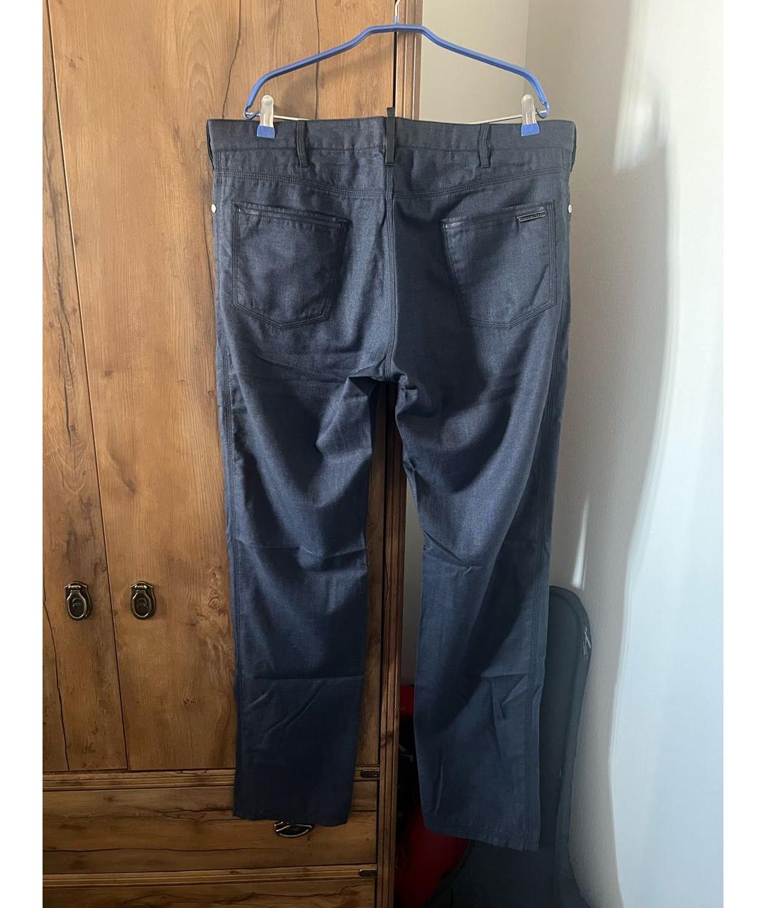 STEFANO RICCI Темно-синие шелковые классические брюки, фото 2