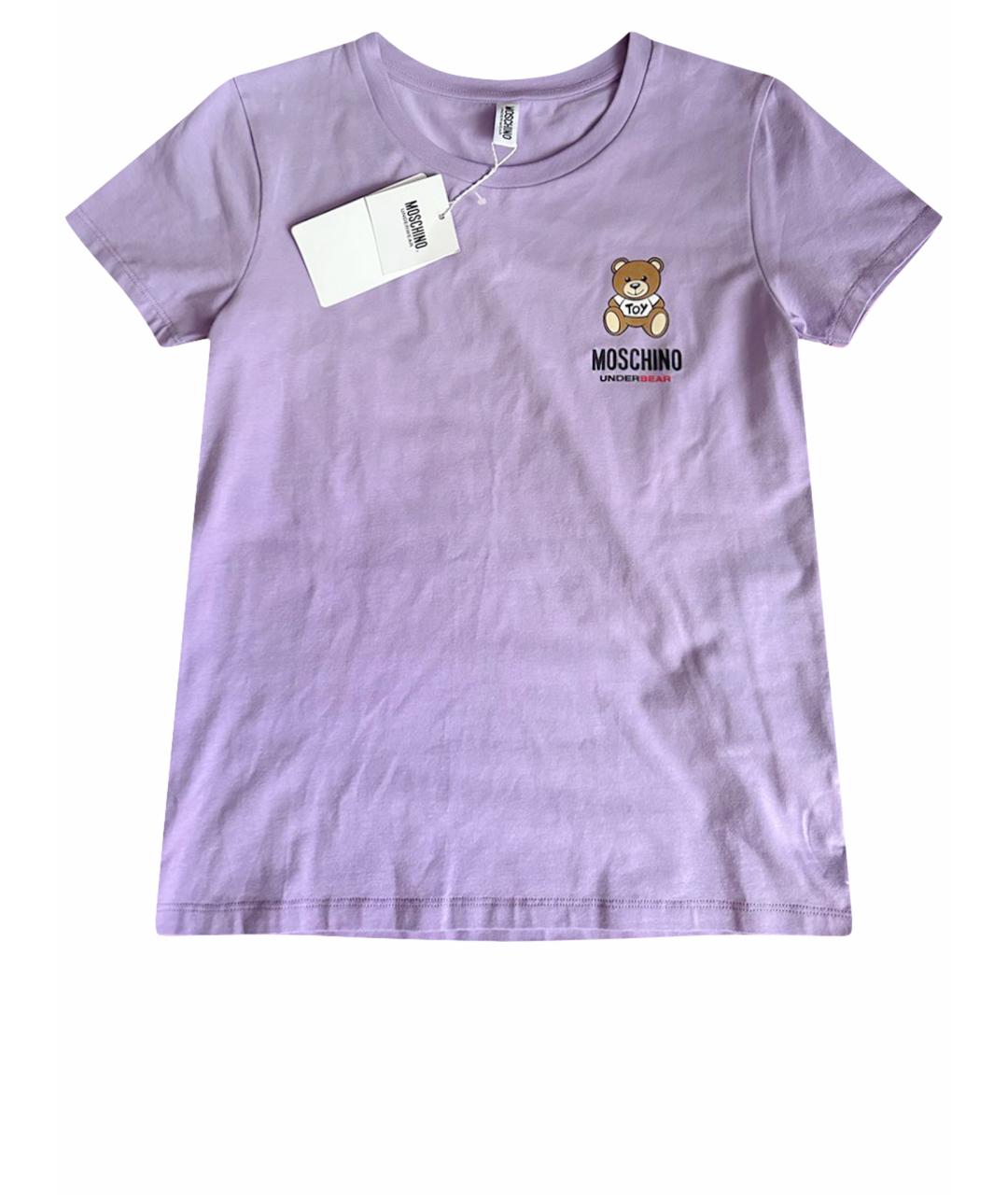 MOSCHINO UNDERWEAR Фиолетовая хлопковая футболка, фото 8