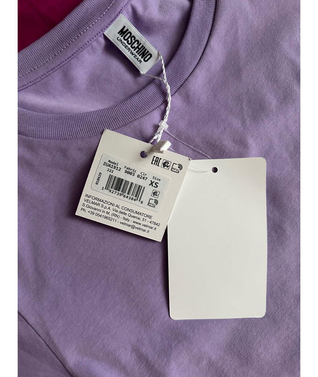 MOSCHINO UNDERWEAR Фиолетовая хлопковая футболка, фото 3