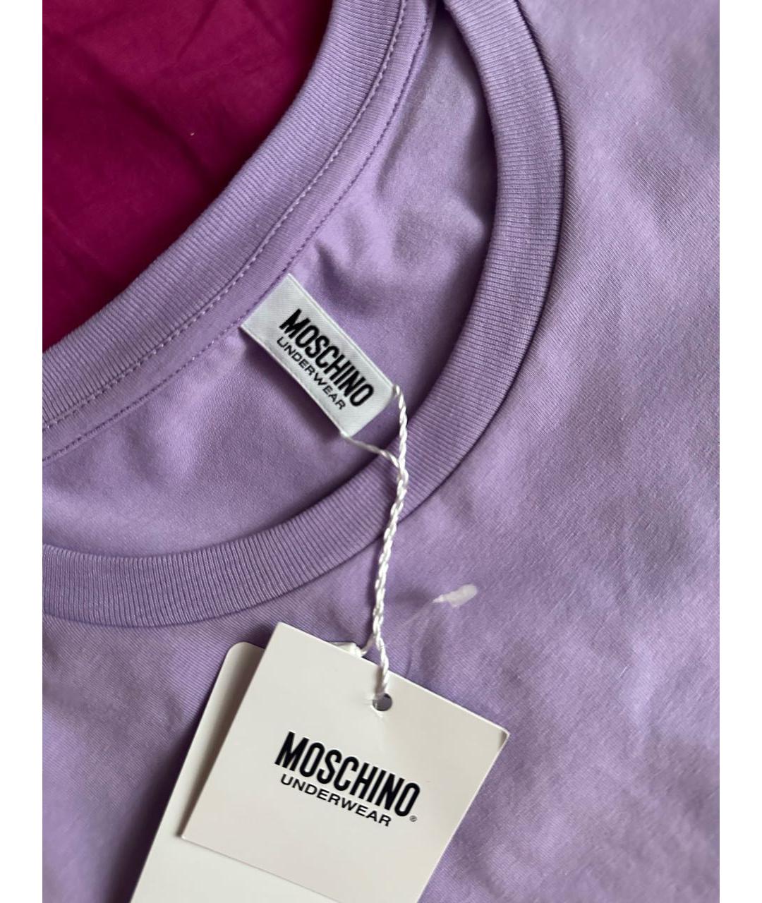 MOSCHINO UNDERWEAR Фиолетовая хлопковая футболка, фото 4
