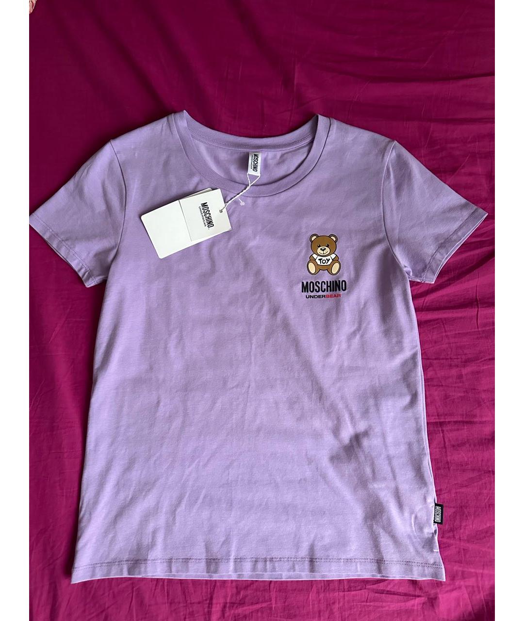 MOSCHINO UNDERWEAR Фиолетовая хлопковая футболка, фото 7