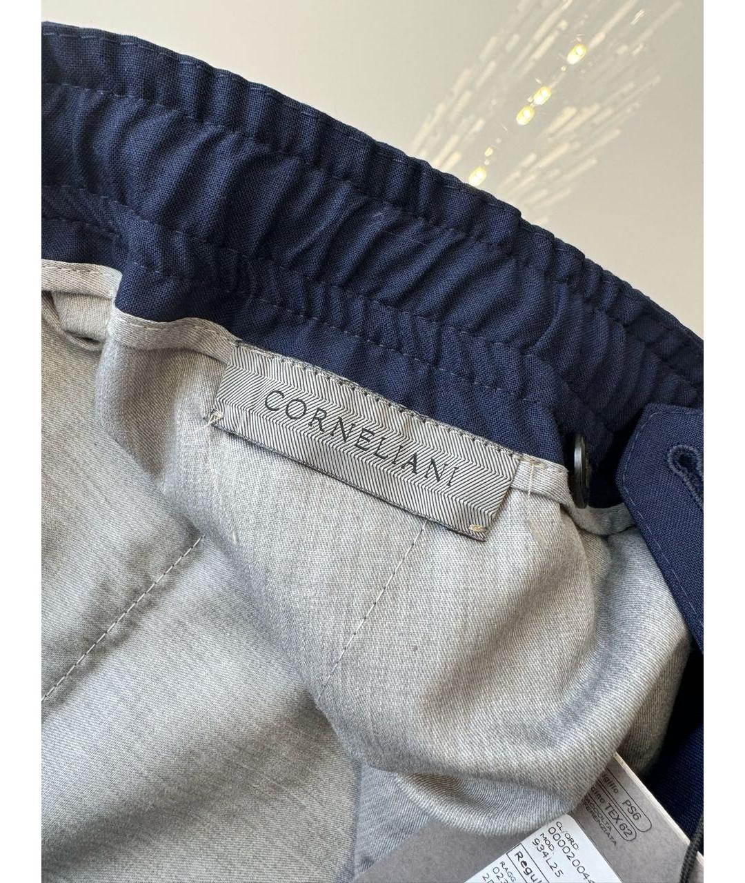 CORNELIANI Темно-синие шерстяные повседневные брюки, фото 3