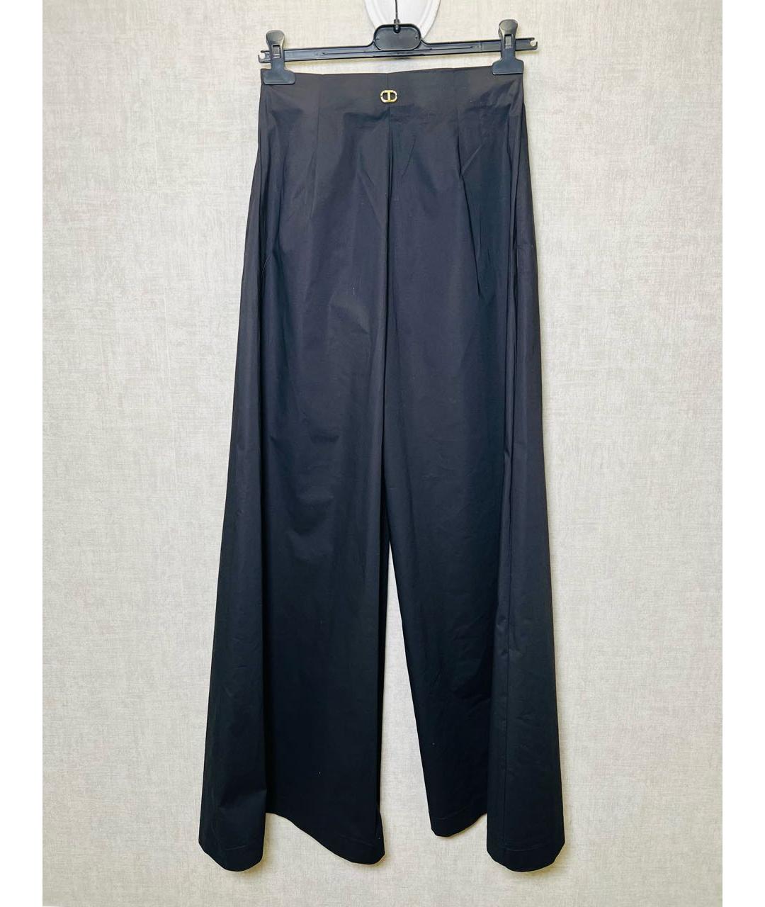 TWIN-SET Черные хлопковые брюки широкие, фото 2