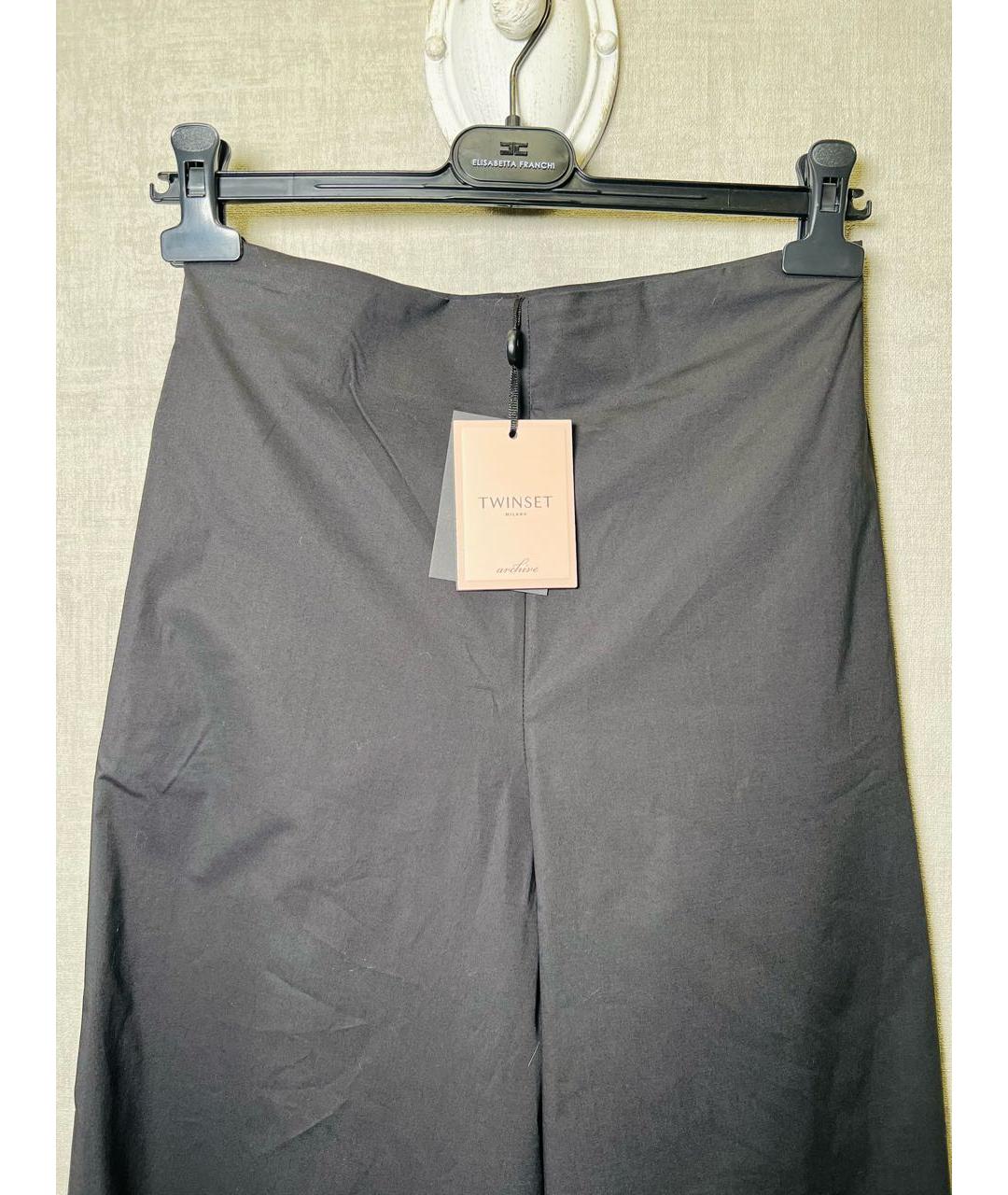TWIN-SET Черные хлопковые брюки широкие, фото 5