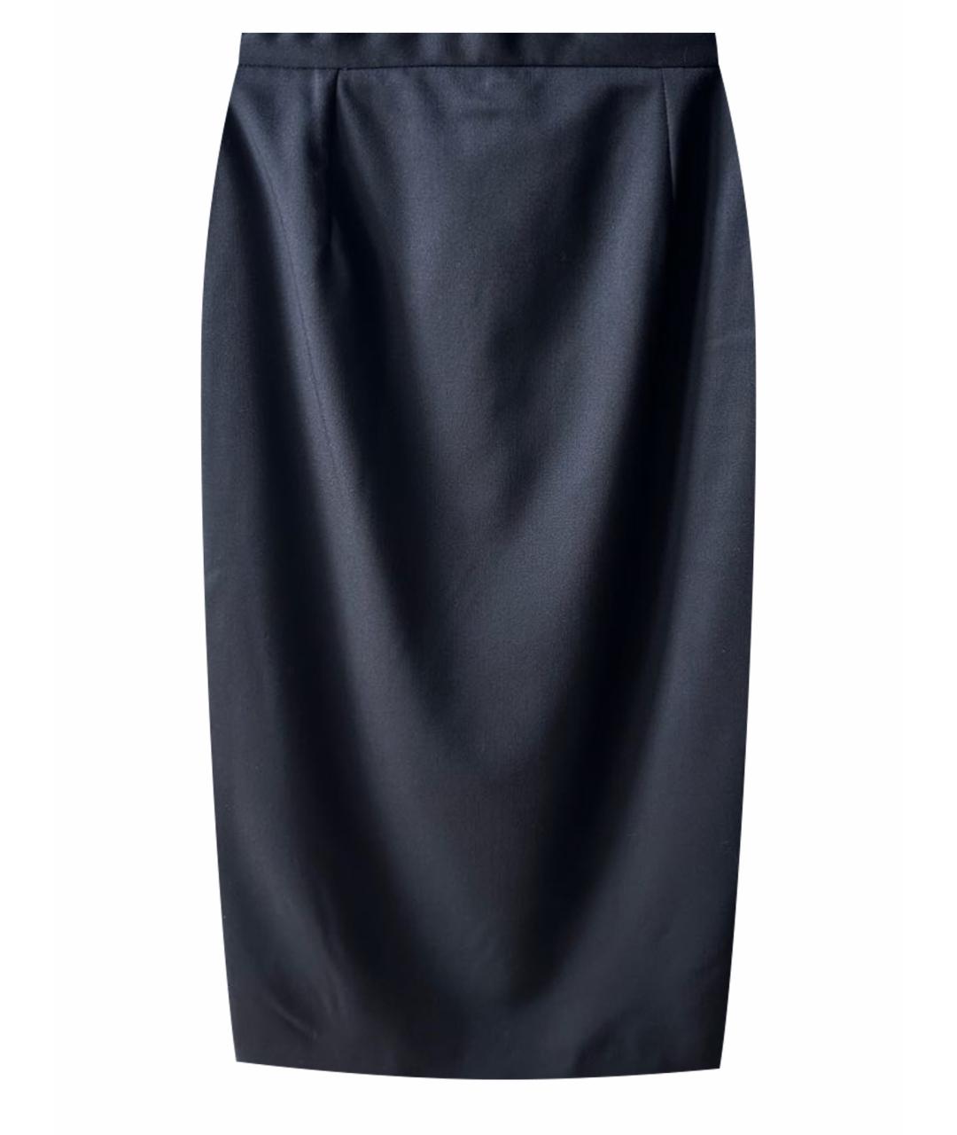 STELLA MCCARTNEY Темно-синяя шерстяная юбка миди, фото 1