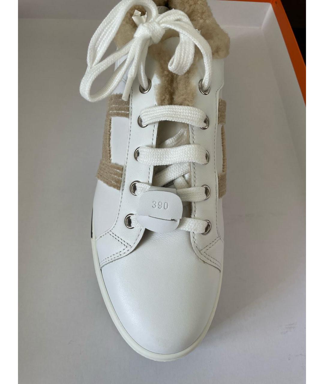 HERMES Белые кожаные кроссовки, фото 5