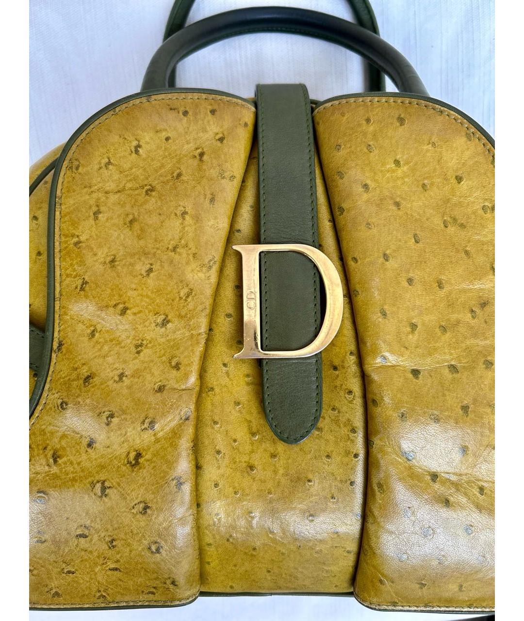 CHRISTIAN DIOR PRE-OWNED Горчичная сумка с короткими ручками из экзотической кожи, фото 6