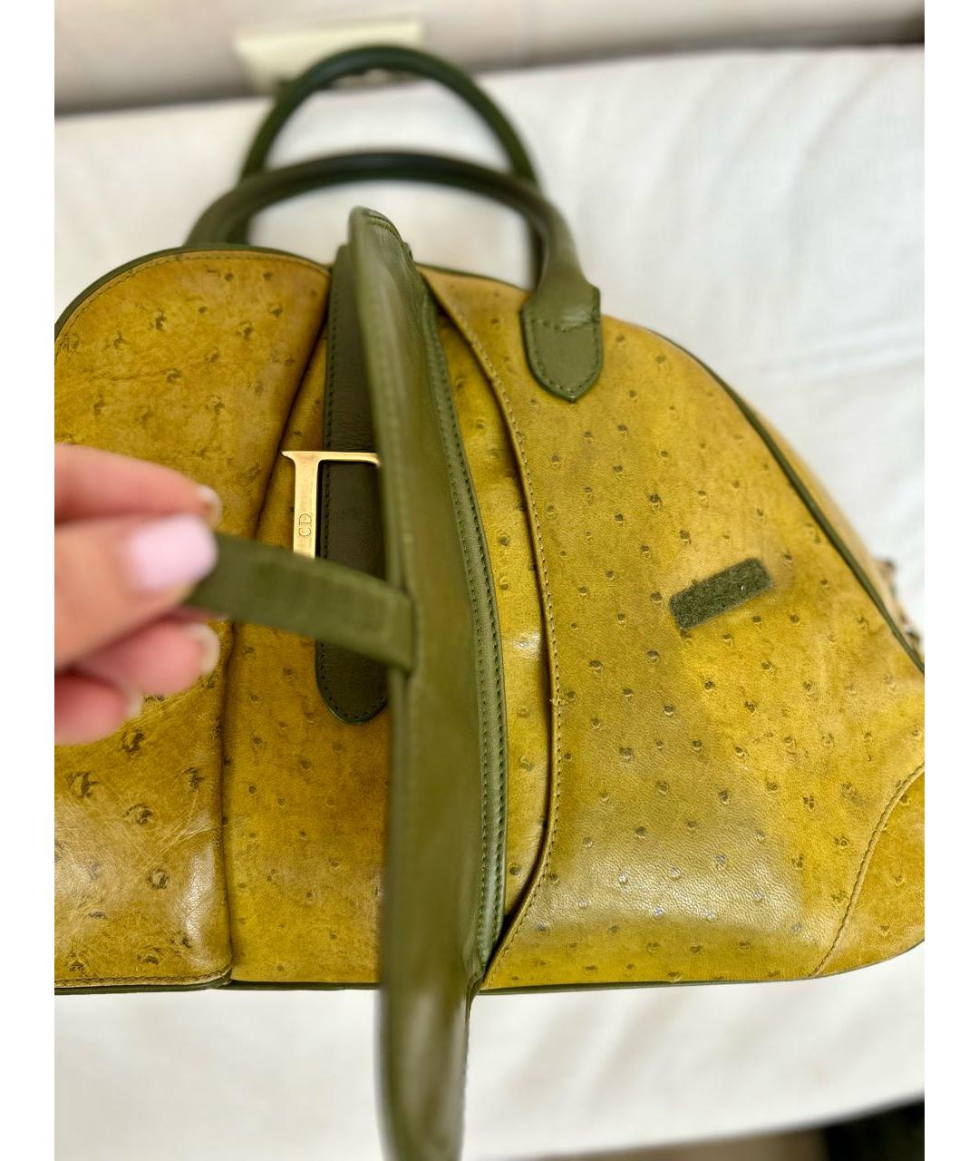 CHRISTIAN DIOR PRE-OWNED Горчичная сумка с короткими ручками из экзотической кожи, фото 8