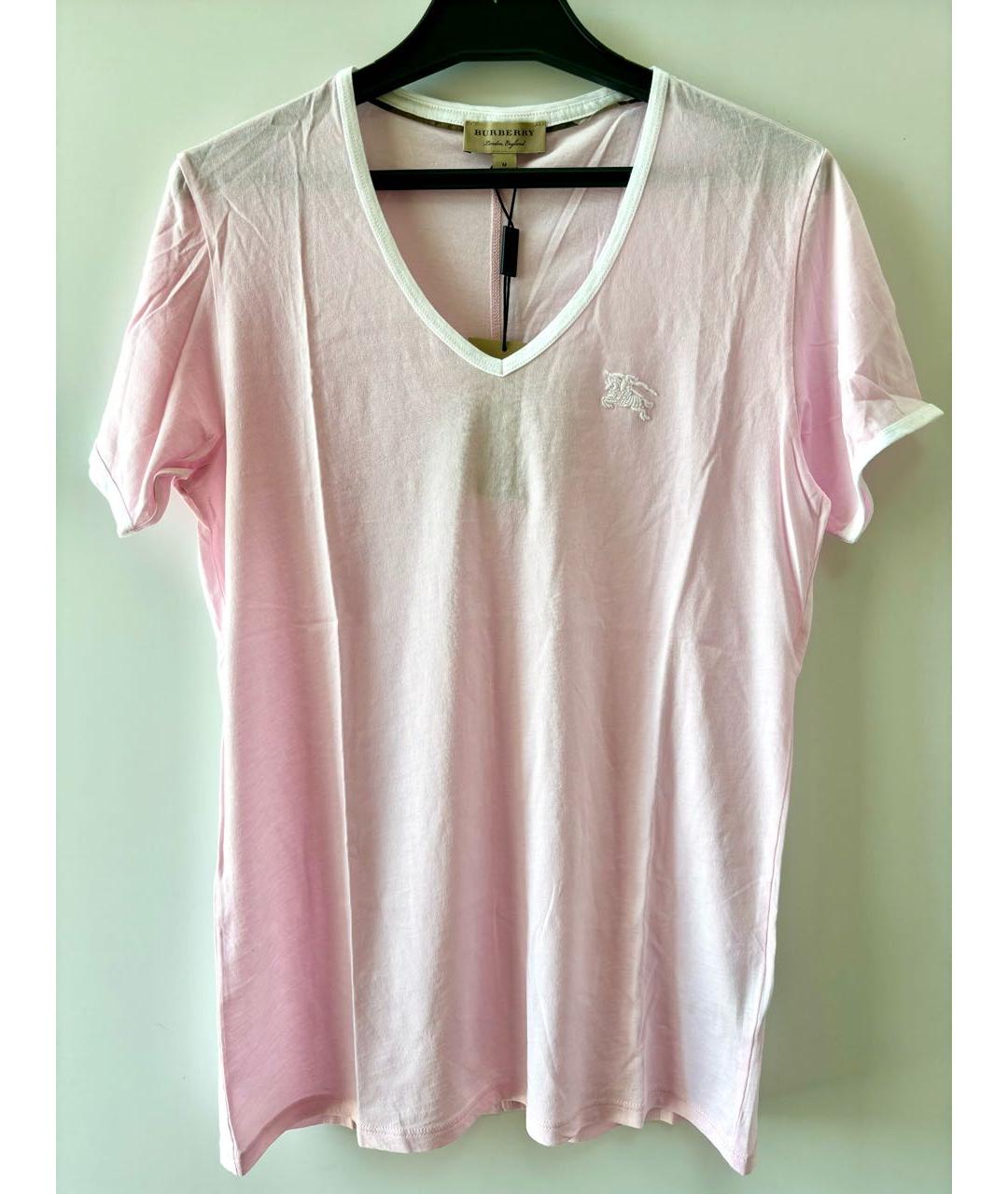 BURBERRY Розовая хлопковая футболка, фото 9