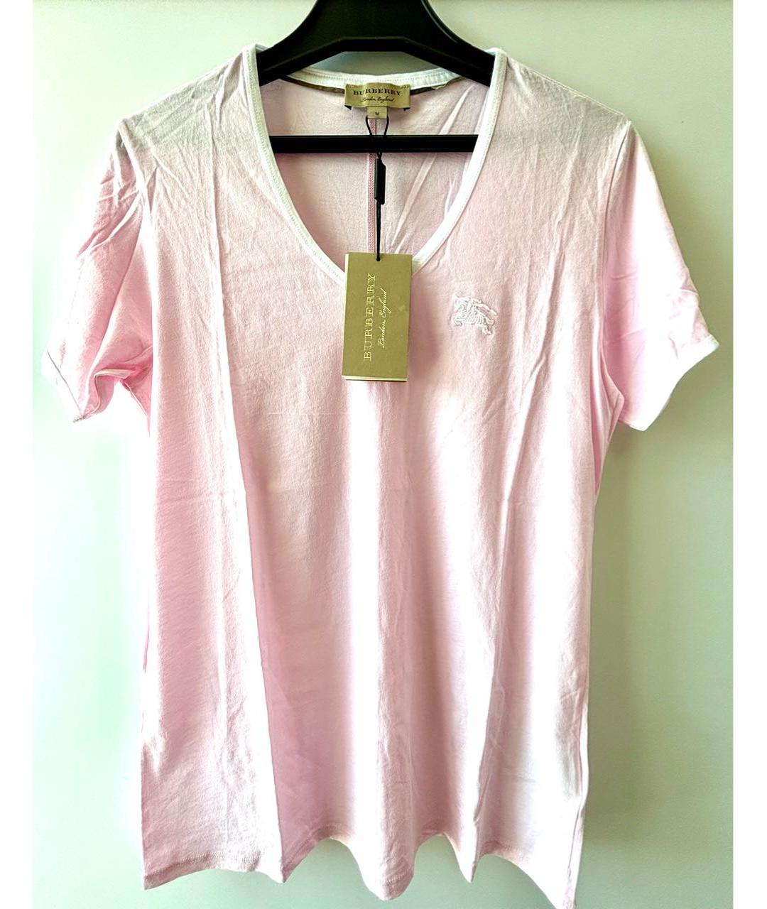BURBERRY Розовая хлопковая футболка, фото 3