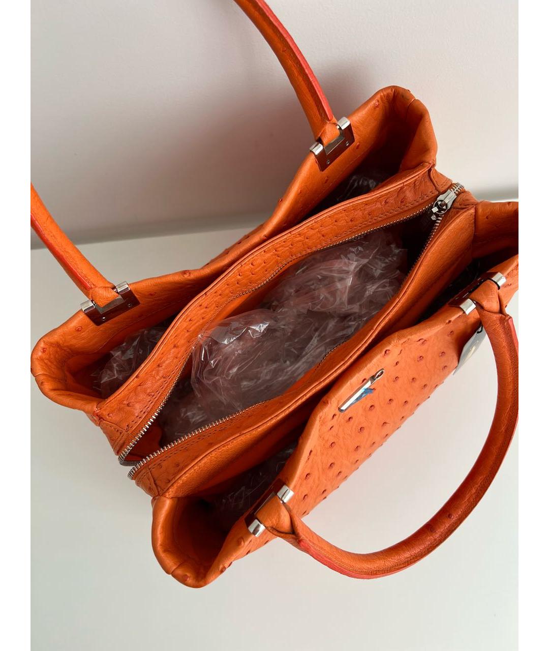 ZILLI Оранжевая кожаная сумка тоут, фото 4