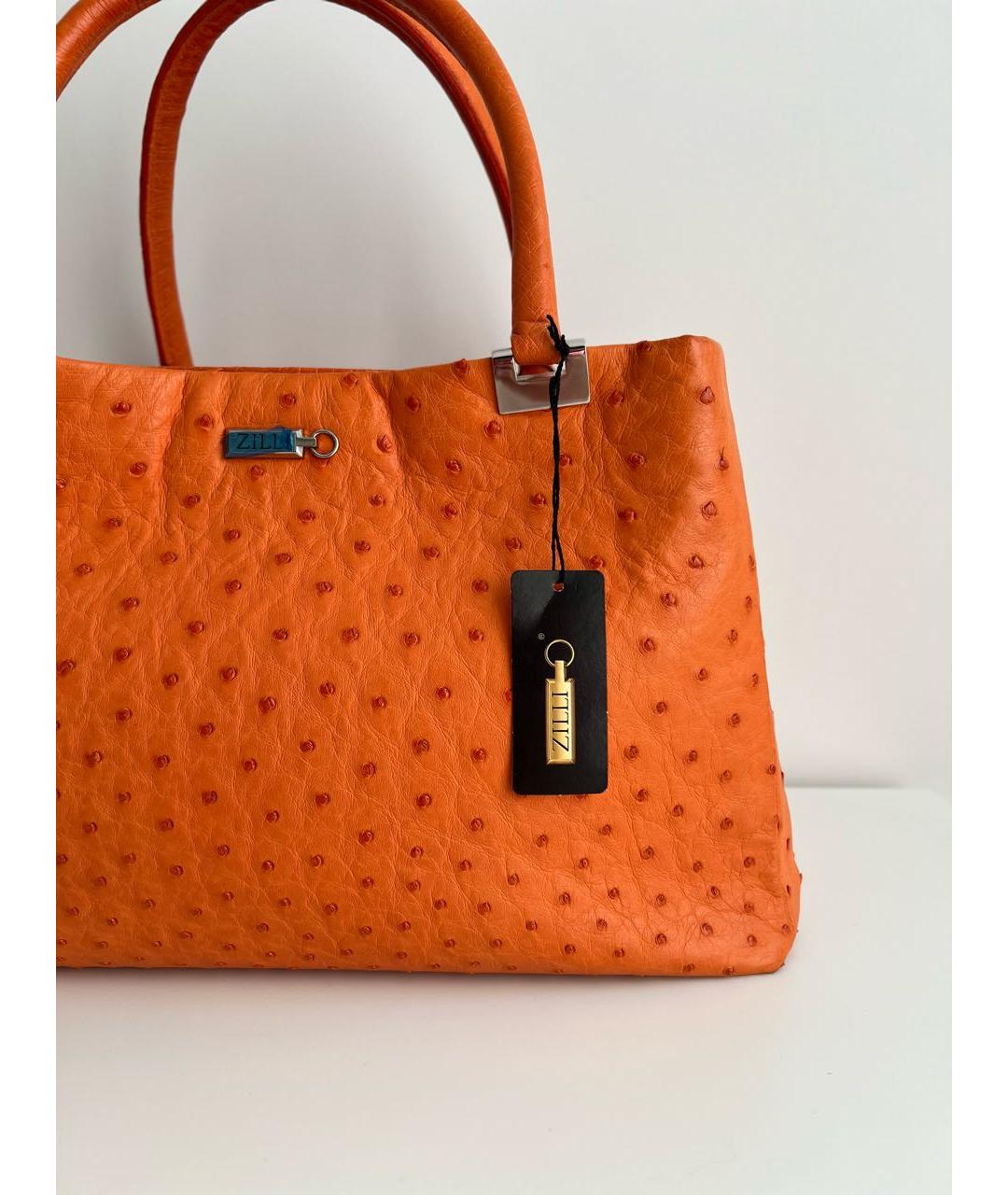 ZILLI Оранжевая кожаная сумка тоут, фото 5