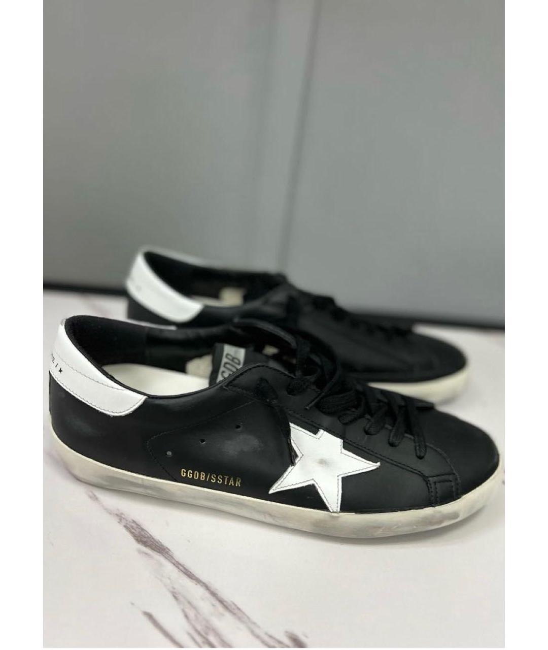 GOLDEN GOOSE DELUXE BRAND Черные кожаные низкие кроссовки / кеды, фото 2