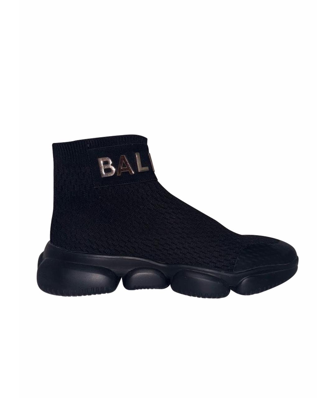 BALMAIN Черные текстильные высокие кроссовки / кеды, фото 1