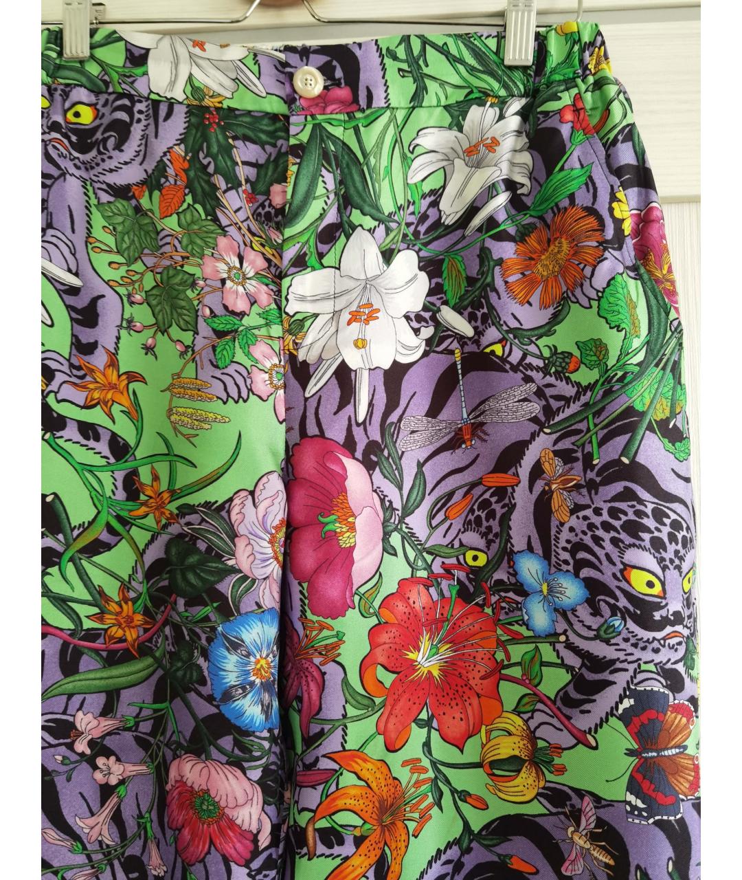 GUCCI Мульти шелковые брюки широкие, фото 4