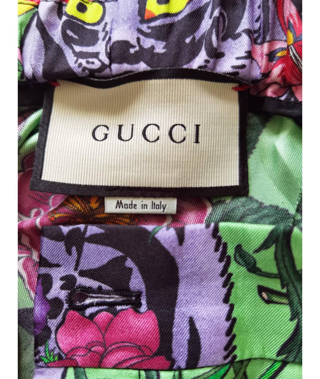 GUCCI Мульти шелковые брюки широкие, фото 3