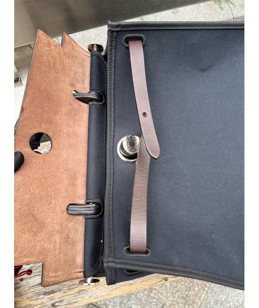 HERMES PRE-OWNED Черная тканевая сумка с короткими ручками, фото 6