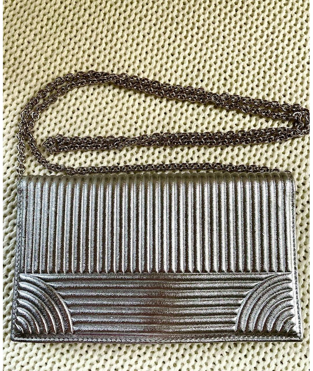 SALVATORE FERRAGAMO Серебряная кожаная сумка через плечо, фото 4
