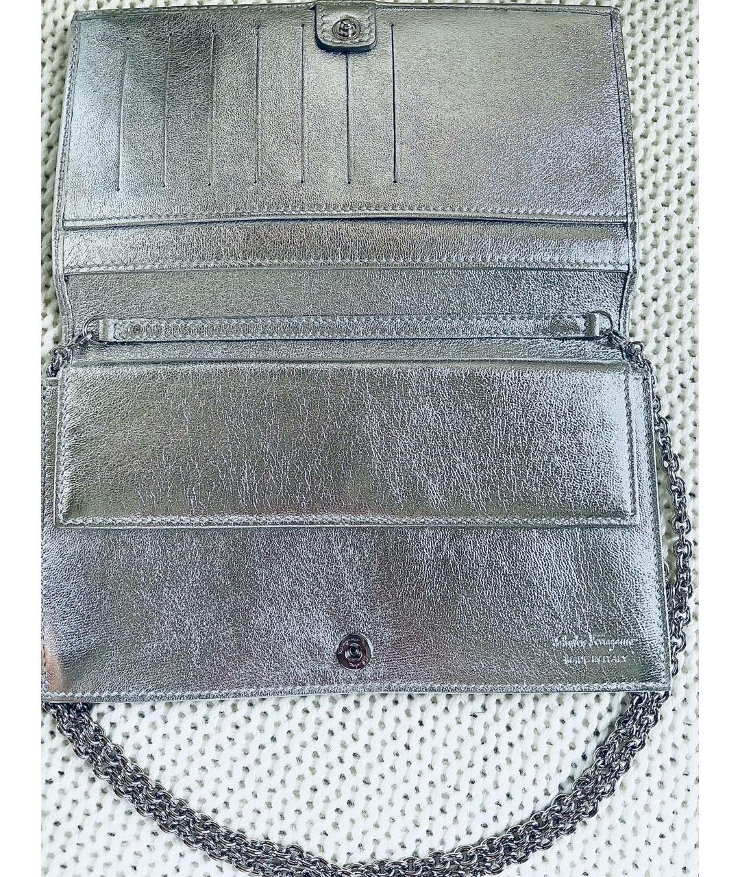 SALVATORE FERRAGAMO Серебряная кожаная сумка через плечо, фото 6