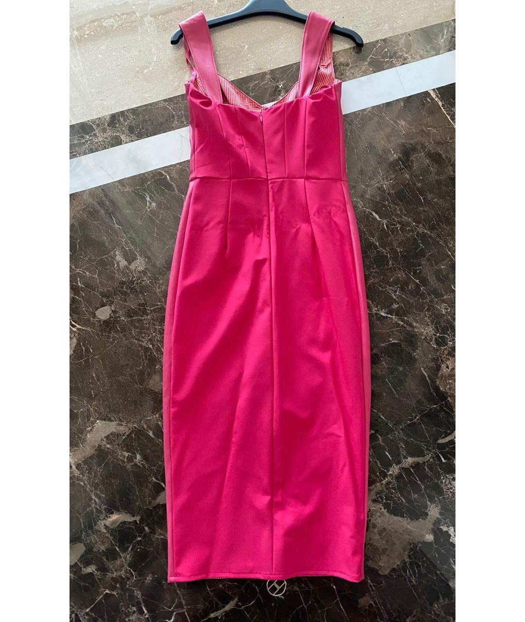 ELISABETTA FRANCHI Розовое полиэстеровое коктейльное платье, фото 8